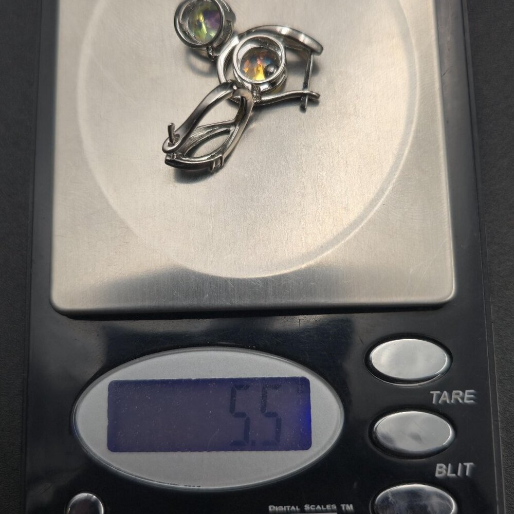 Sterling Silver Mystic Topaz Colorful Gemstone Earrings A6156 - Picture 7 of 7